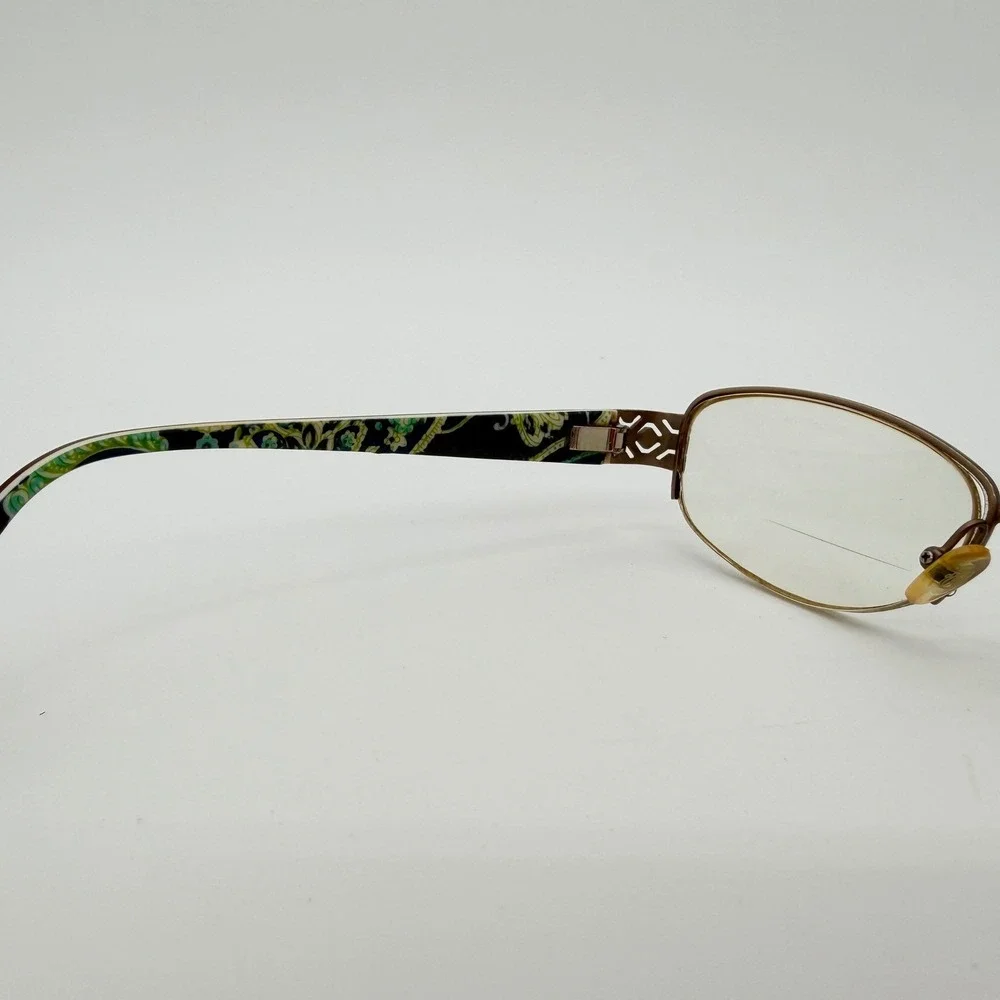 Vera‎ Bradley Hazel Eyeglass Frames 50-17 Gold Semi Rimless Floral Optical